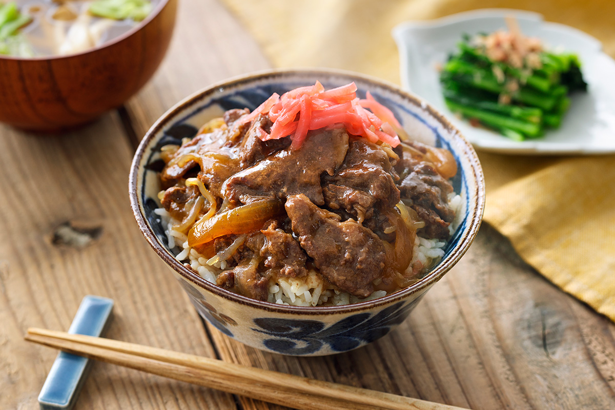 昆布だしを使った<br>雄武牛うまみ牛丼